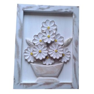 quadro com flores em madeira 40x30cm