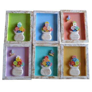 kit com 6 quadros de flores 25x20cm