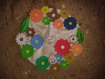 mandala de flores e divino 21cm, em madeira - Imagem 3