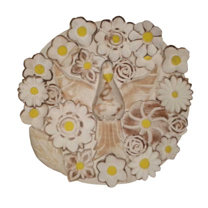 mandala com divino e flores em patina branca - Imagem 2