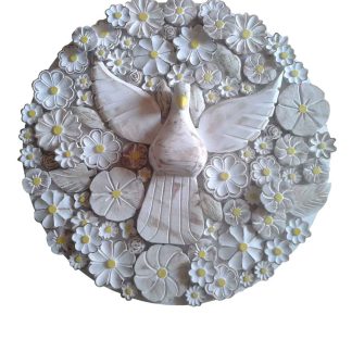 mandala divino flores em madeira