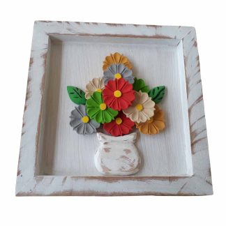 quadro flores  madeira maciça 30cm