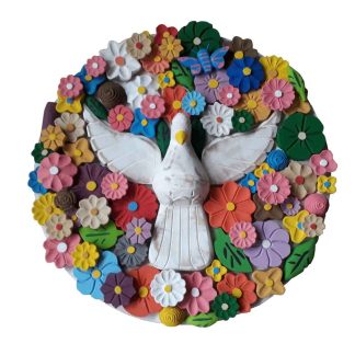 mandala flores em madeira maciça 36cm