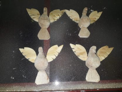 kit 10 pombas divino, madeira crua 9cm