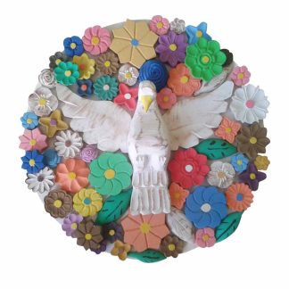 mandala com divino flores em madeira, meio metro