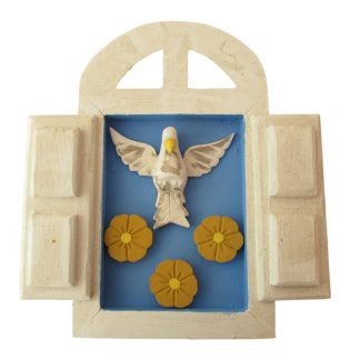 Janelinha Divino Espirito Santo Madeira Com Flores Rústico