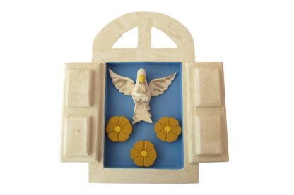 Janelinha Divino Espirito Santo Madeira Com Flores Rústico