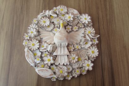 Quadro Divino Redondo Espirito Santo Resplendor Flores Decorativas - Imagem 3