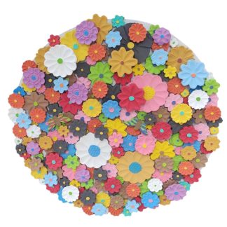 Mandala de flores em madeira maciça, medindo 60 cm