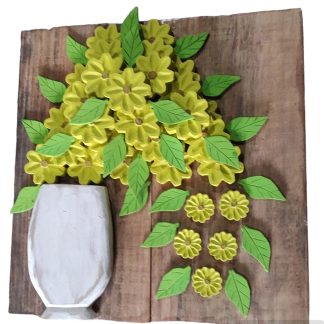 Quadro rústico de flores em madeira maciça, medindo 50 cm