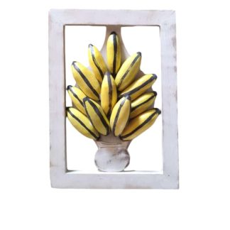 Quadro de bananas em madeira maciça, medindo 35 cm