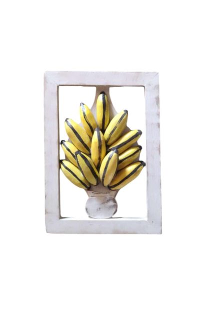 Quadro de bananas em madeira maciça, medindo 35 cm
