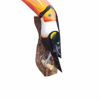 Tucano em madeira maciça, medindo 26 cm