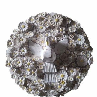 Mandala de flores em madeira maciça, medindo 50 cm