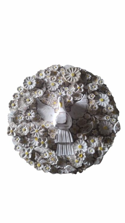 Mandala de flores em madeira maciça, medindo 50 cm