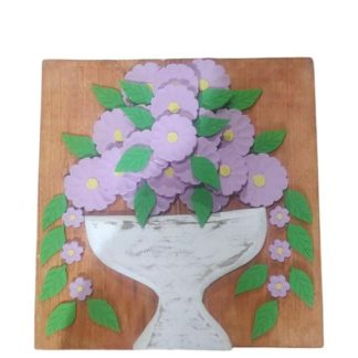 Quadro com flores em madeira maciça, medindo 50 cm