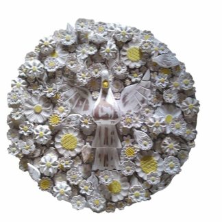 Mandala de flores em madeira maciça, medindo 60 cm