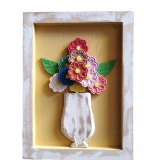 Quadro com flores em madeira maciça, medindo 40 cm