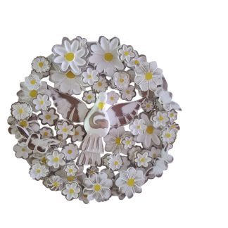 Mandala de flores em madeira maciça, medindo 30 cm