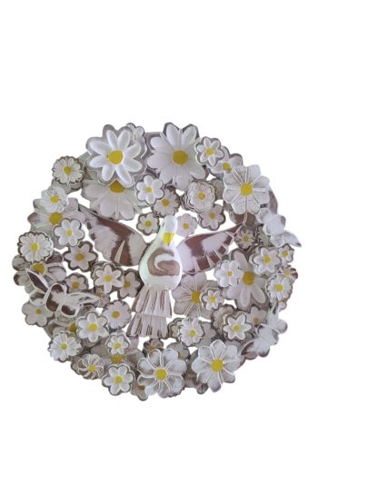 Mandala de flores em madeira maciça, medindo 30 cm