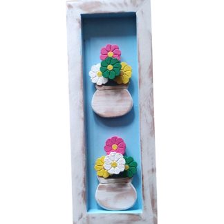 Quadro rústico de flores em madeira maciça, medindo 40 cm