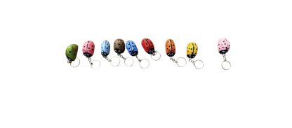 Kit com 4 chaveiros de joaninhas em madeira maciça